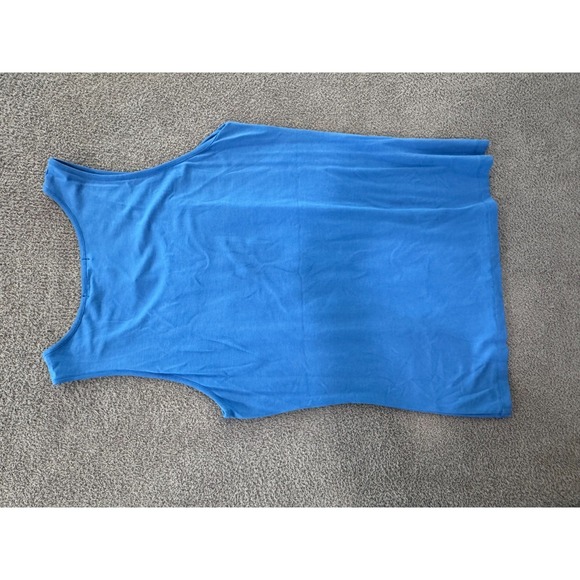 Design History Women's Tank Top Size L Sky Blue Ruffle Front Soft Stretchy Knit - Picture 3 of 3